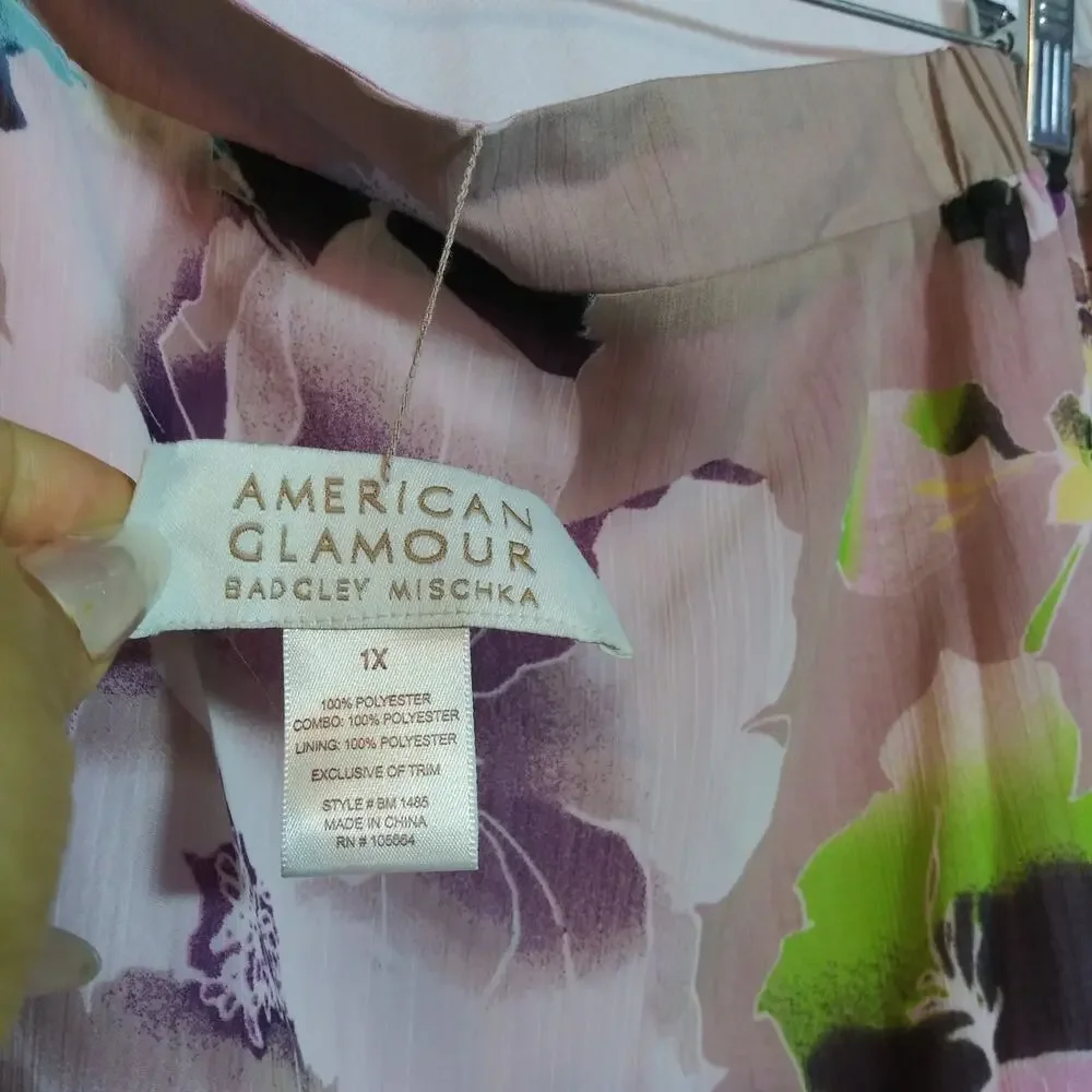 Badgley Mischka American Glamour Reversible Floral Wrap Maxi Skirt Size 1Xt